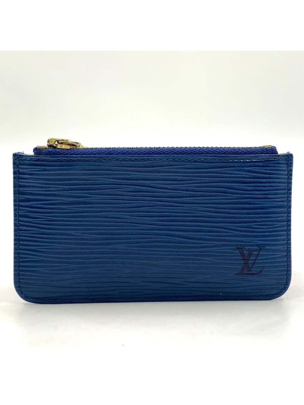 Louis Vuitton Pochette Cles Epi Leather Blue Coin Purse Gold